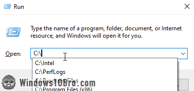 Access drives by letter from the Run dialog