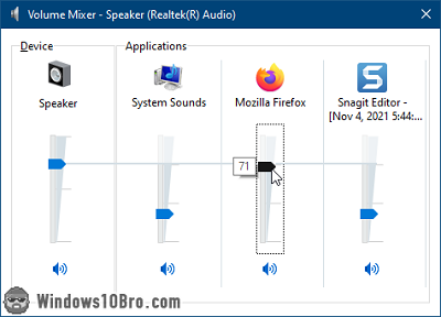 Adjust the sound volume for individual applications