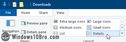 Change your file / folder view in Explorer