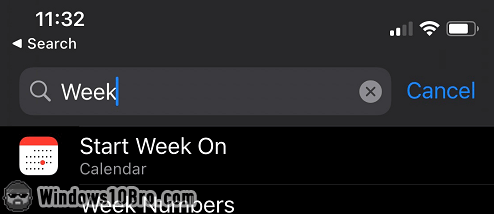 Change the first day of the week on iOS