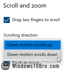 Change the scroll direction of your touchpad