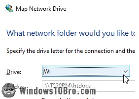 Choose a letter for your network drive