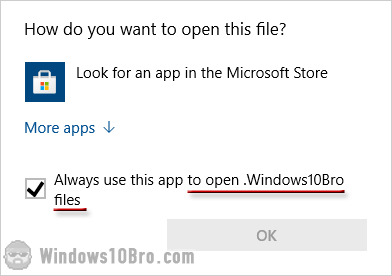 Choose an app to open a certain file extension
