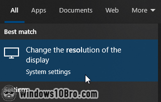 Click on 'Change the resolution of the display'