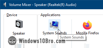 Click on System Sounds icon in volume mixer