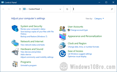 Control Panel is still available in Windows 10