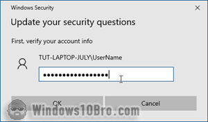 Enter Windows password before security questions