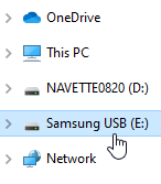 Find the USB drive in File Explorer