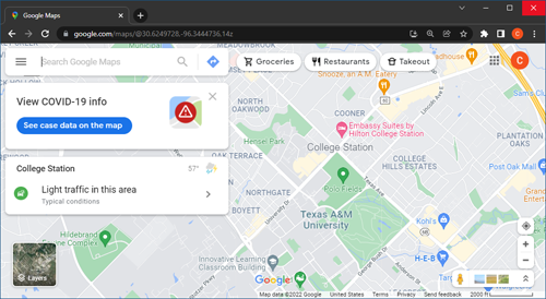 Google Maps loaded inside Chrome