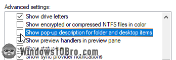 Hide popup description for files and folders