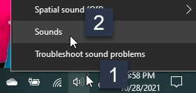 Launch the system sounds popup