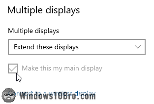 Make this my main display checkbox disabled