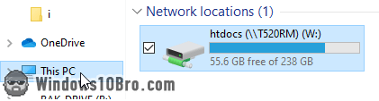 Network drive / shared folder listed under 'This PC'