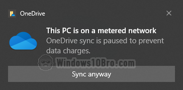 OneDrive sync limits on a metered network