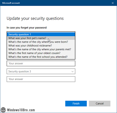 Pick a security question and answer it