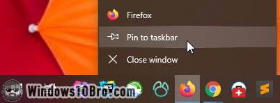 Pin your default browser to the taskbar