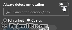 Prevent Windows from updating weather location