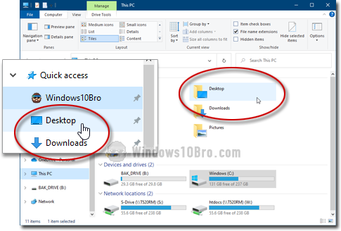 Quickly access your desktop in File Explorer