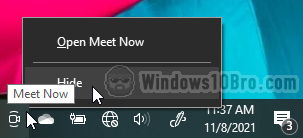 Right-click on a taskbar icon to hide it