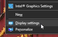 Right-click on the desktop for display settings