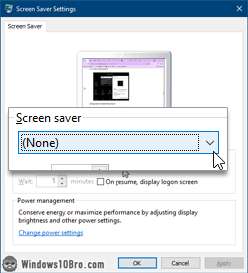 Screensaver settings popup