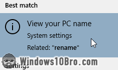 Search start menu for 'rename'