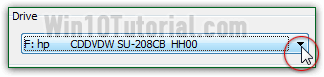 Select the CD / DVD writer drive