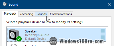 Select the Windows Sounds options