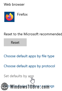 Set your browser defaults by app