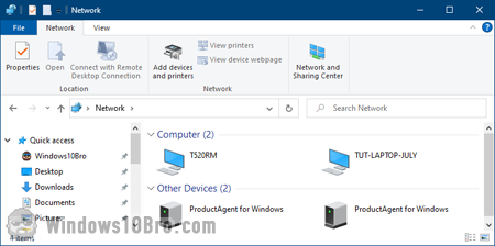 Showing the network in File Explorer (Windows Explorer)