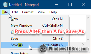 Standard keyboard shortcut for Save-As