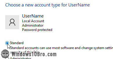 Switch to a standard user account