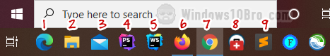 Taskbar search bar as wide as 9 pinned apps