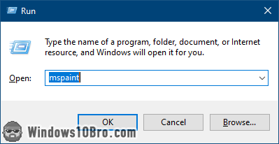 The Run dialog in Windows 10