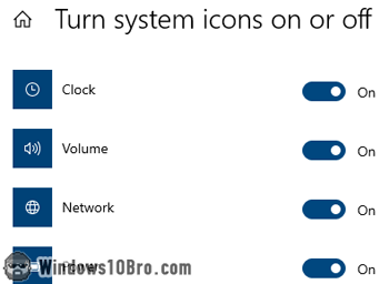 Turn system icons on or off