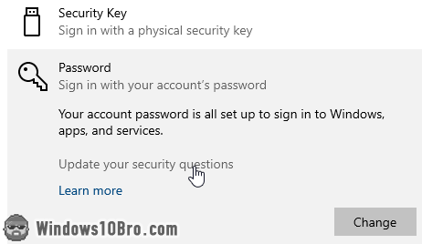 Update your security questions