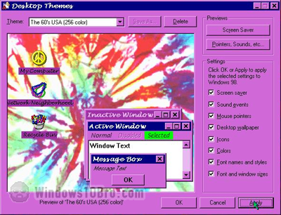 Windows 98 SE colorful theme