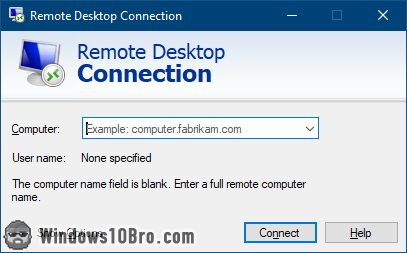 Windows' Remote Desktop Connection client