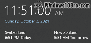 Windows showing multiple time zones