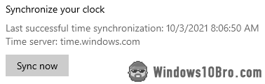 Windows synced with a time server