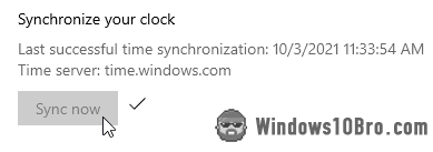 Windows time successfully synchronized