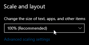 Zoom settings (magnification)